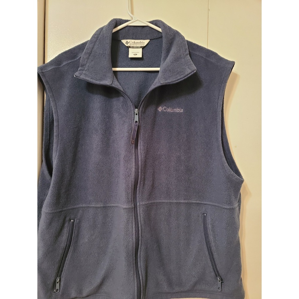 Columbia Men's Fleece Vest XL Blue Full Zip with Front Pockets